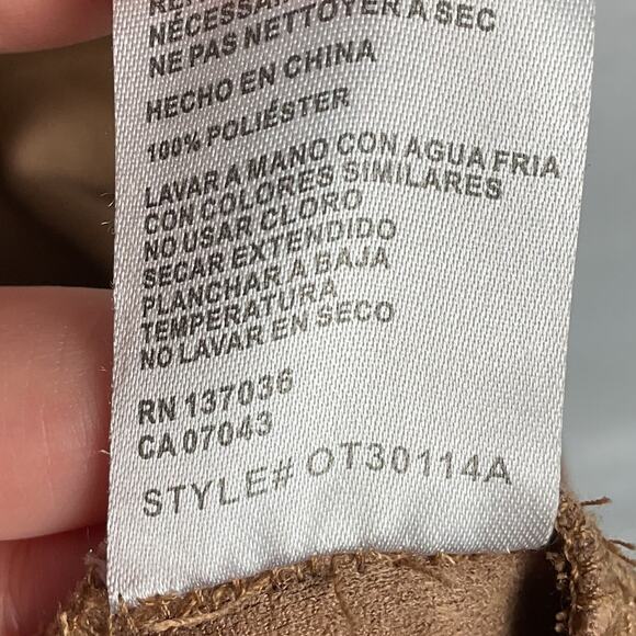 Paper Crane Womens Brown Faux Suede Mini Dress Large Brown OT30114A - Picture 6 of 9